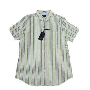 NWT Ben Sherman Mens Short Sleeve Button Up Striped Shirt Large